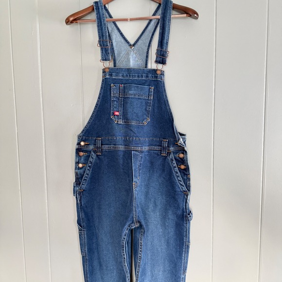 Dickies Denim - Dickies Womens S Denim Bib Overalls Boyfriend Fit Workwear Carpenter Y2K Utility
